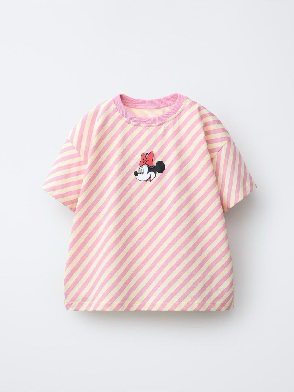 Zara Minnie Mouse striped rubber patch Disney t-shirt
